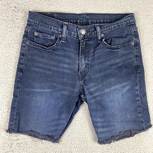 Levis Jorts Mens 30 Blue 514 Slim Jean Shorts Cut Off Raw Hem 7" Dark Stretch